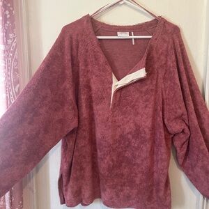 Free People “Out From Under” Oversized Terry Pullover – Dusty Rose – Women’s S